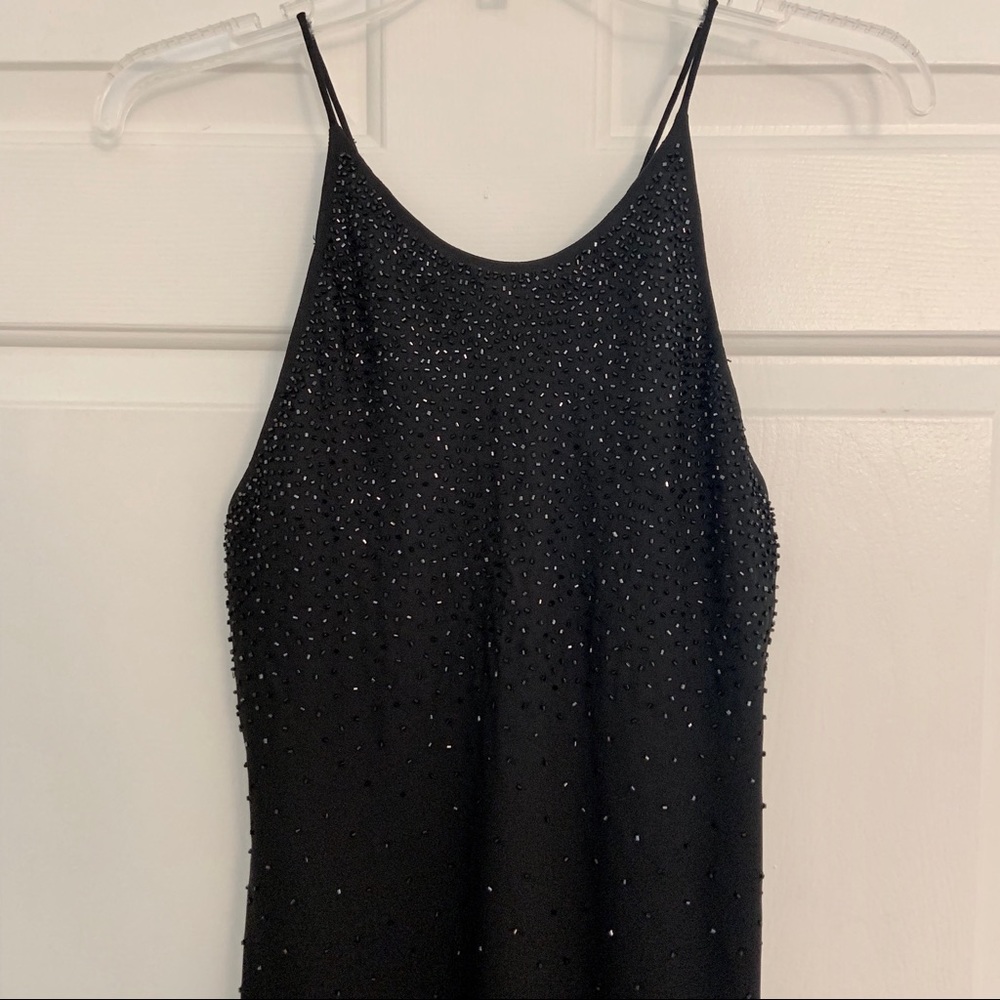 Black Beaded Full-Length Dress